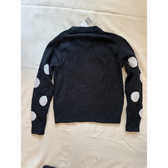 NEW w/ tags JCrew Factory Girls' black sweater with silver polka dots size 12-14 - Picture 2 of 5